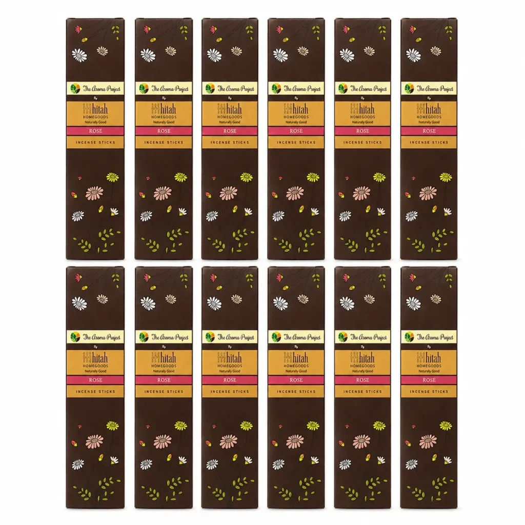 Rose Incense Sticks (Agarbatti) Pack of 12 Bulk